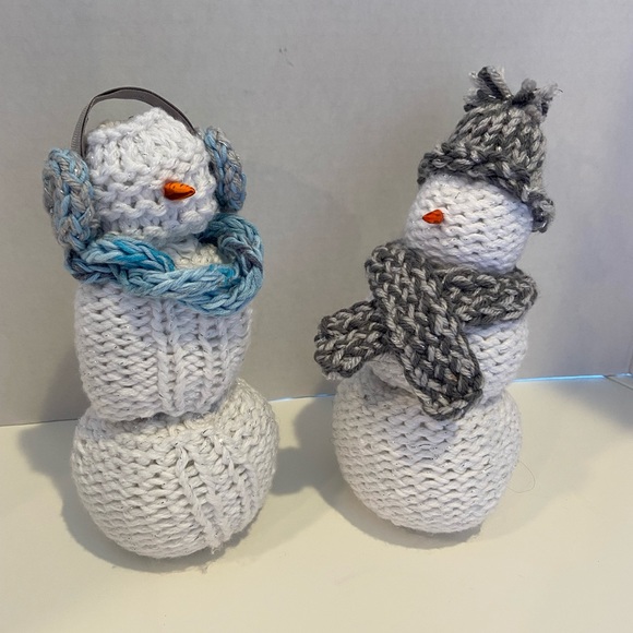 Snowman Stuffed Little Knit silver blue earmuffs - Picture 4 of 4
